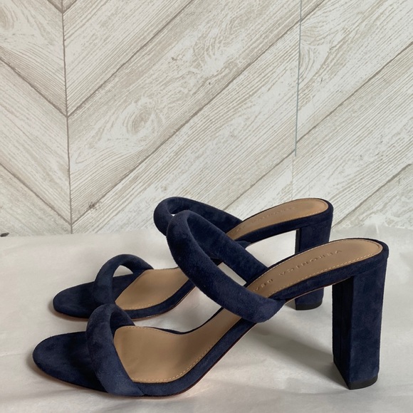 EUC Veronica Beard Gauley sandals block heels blue suede eclipse 8.5 - Picture 2 of 10